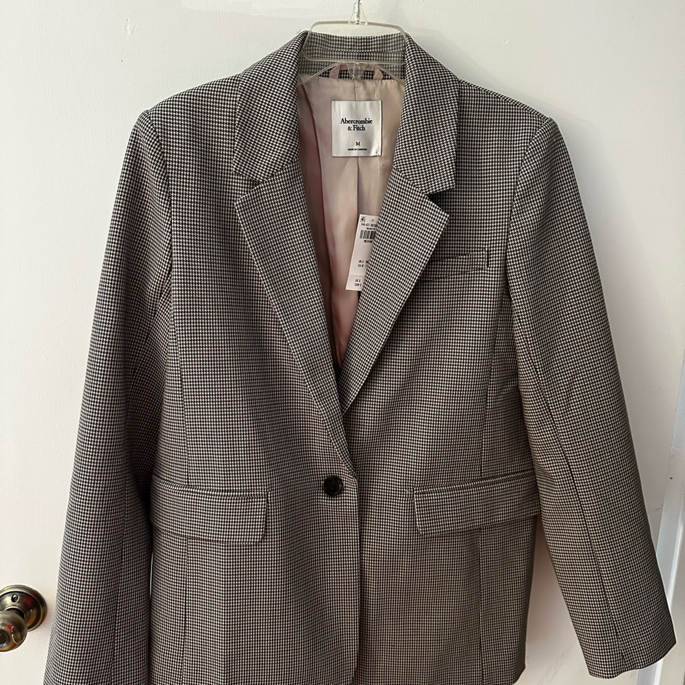A&F Women's Classic Suiting Blazer (Brown/Black Herringbone)